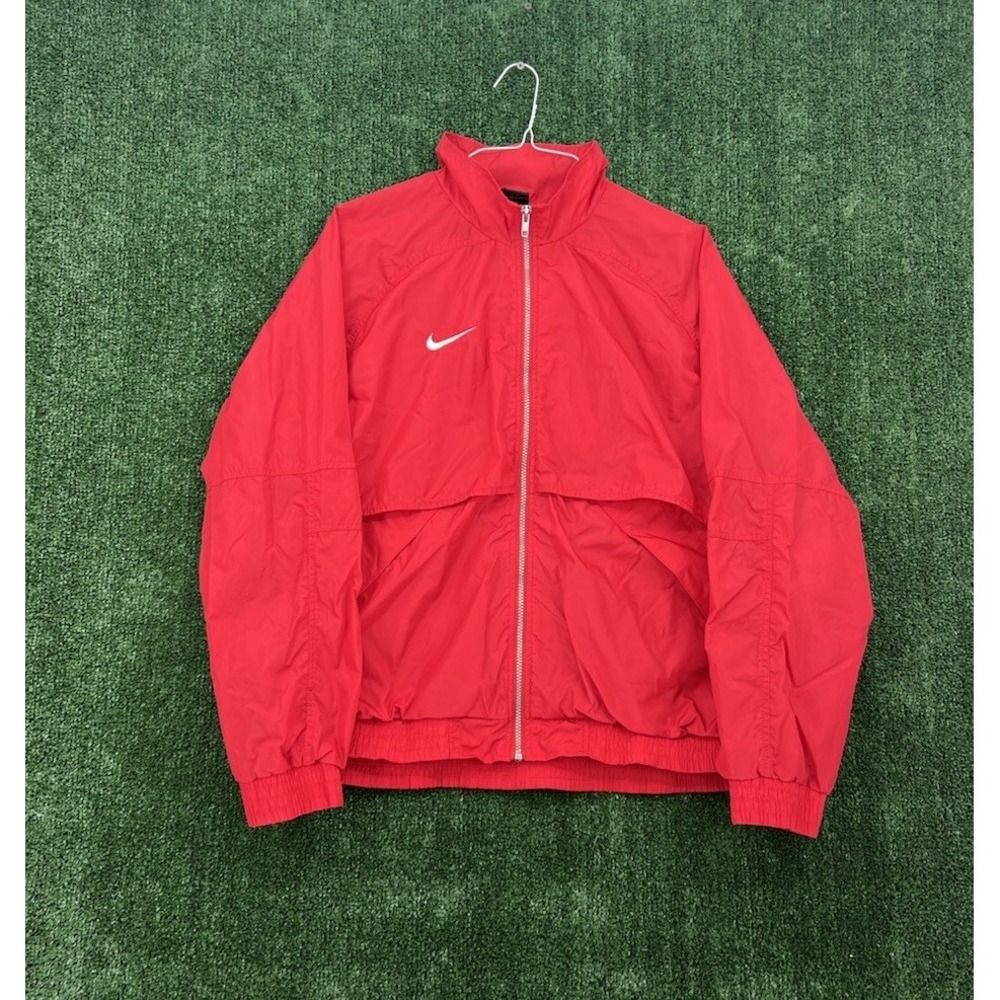 Nike Vintage 90s Team Full Zip Red Windbreaker Jacket Mens Size L